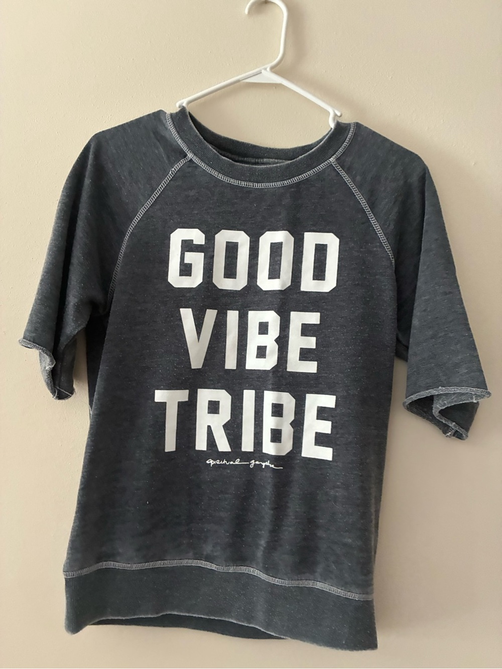 Spiritual Gangster Good Vibe Tribe Graphic Women’s Yoga Top - Charcoal